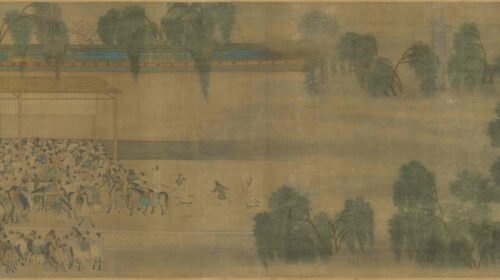 Viewing the Imperial Exam Results Scroll (Attributed to Qiu Ying), Ming Dynasty观榜图卷.